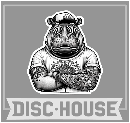 Throwback Hipster Hippo - Disc House Sticker